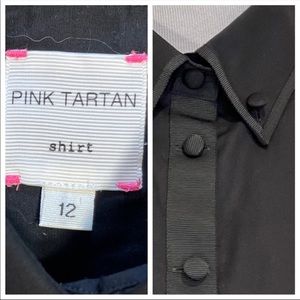 PINK TARTAN Grosgrain Trim Button Down Shirt